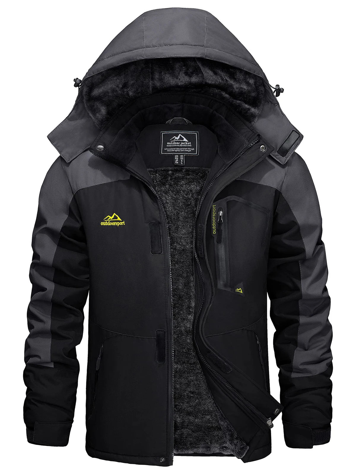 Men's Winter Coats Water Resistant Ski Snow Jacket Warm Fleece Jacket Parka Raincoats With Hood Multi-Pockets Thermal Parka