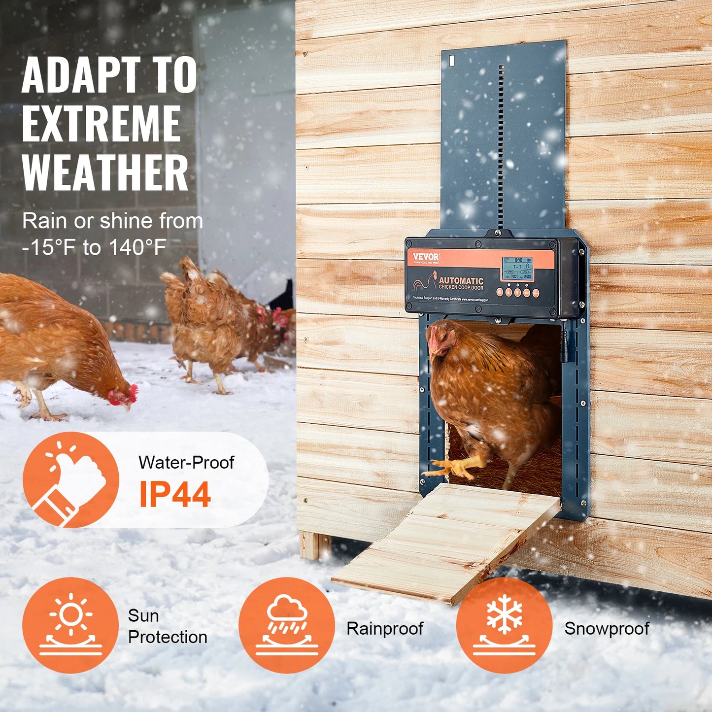 SucceBuy Automatic Chicken Coop Door with Light Sensing Remote Control Auto Chicken Door Opener Chicken Supplies Battery Powered