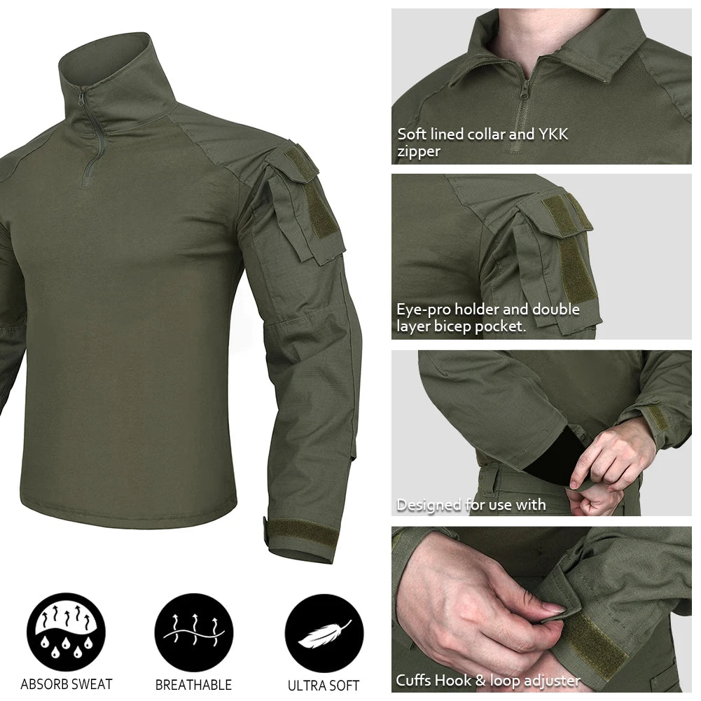 KRYDEX Tactical Combat G3 Uniform Set Outdoor Hunting Gen3 Camouflage Shirt & Pants Kit Ranger Green Black Men Clothing