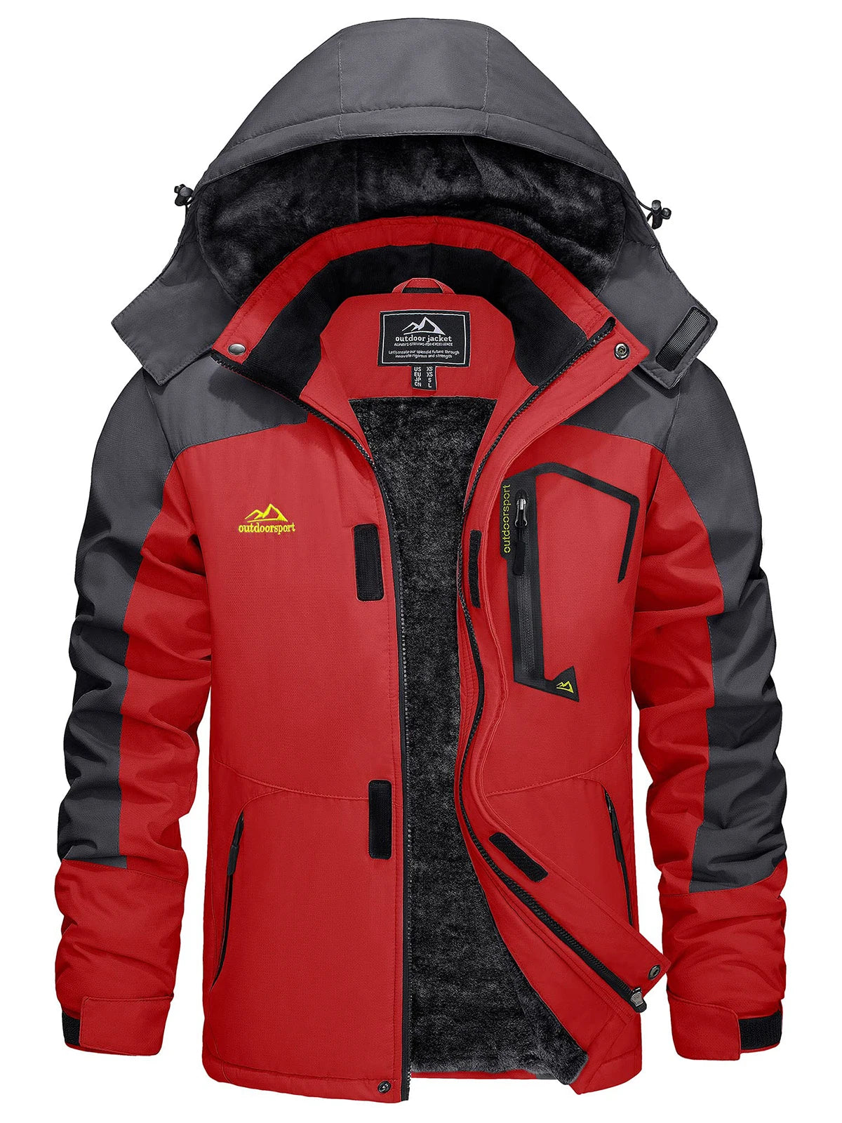 Men's Winter Coats Water Resistant Ski Snow Jacket Warm Fleece Jacket Parka Raincoats With Hood Multi-Pockets Thermal Parka