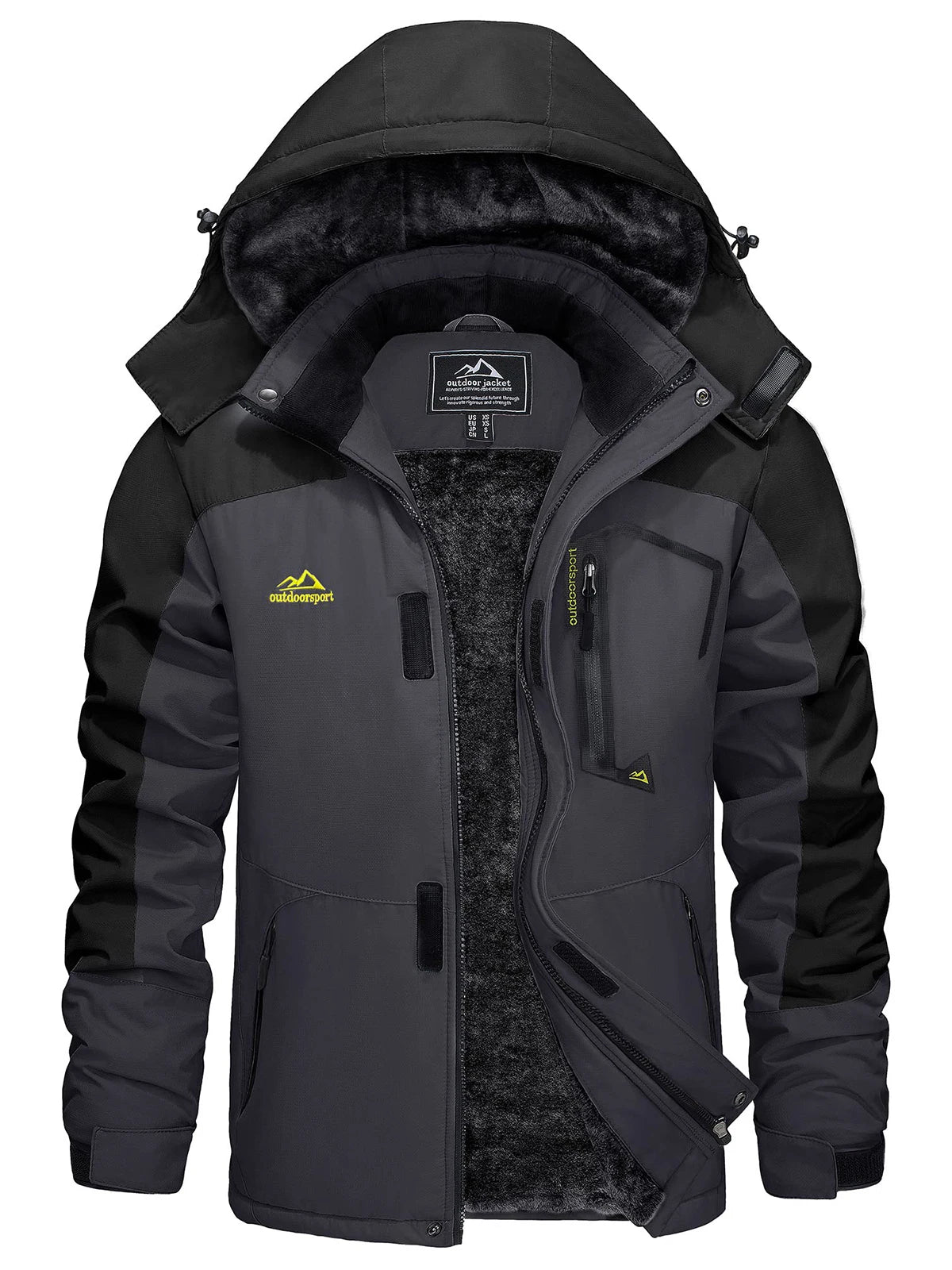 Men's Winter Coats Water Resistant Ski Snow Jacket Warm Fleece Jacket Parka Raincoats With Hood Multi-Pockets Thermal Parka