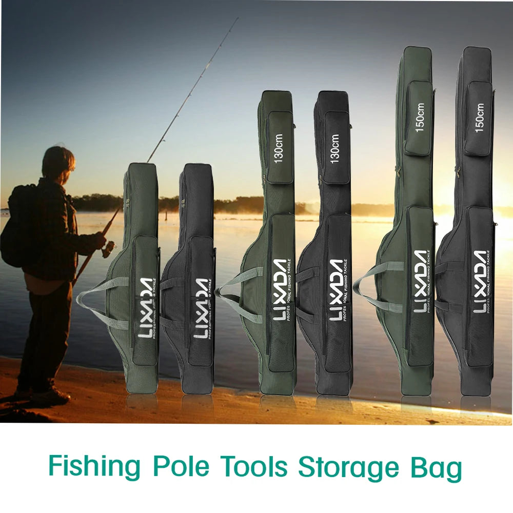 100cm/130cm/150cm Fishing Bag Portable Folding Fishing Rod Reel Bag Fishing Pole Gear Tackle Tool Carry Case Carrier Travel Bag