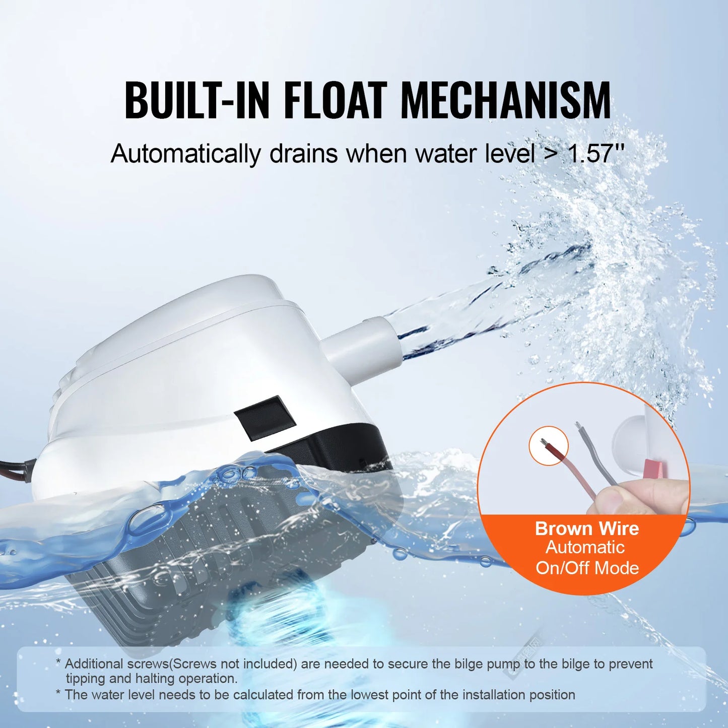 SucceBuy Bilge Pump 750/1100/3000 GPH 12V Automatic Submersible Bilge Water Pump with Float Switch for Boats, Pools, Basements