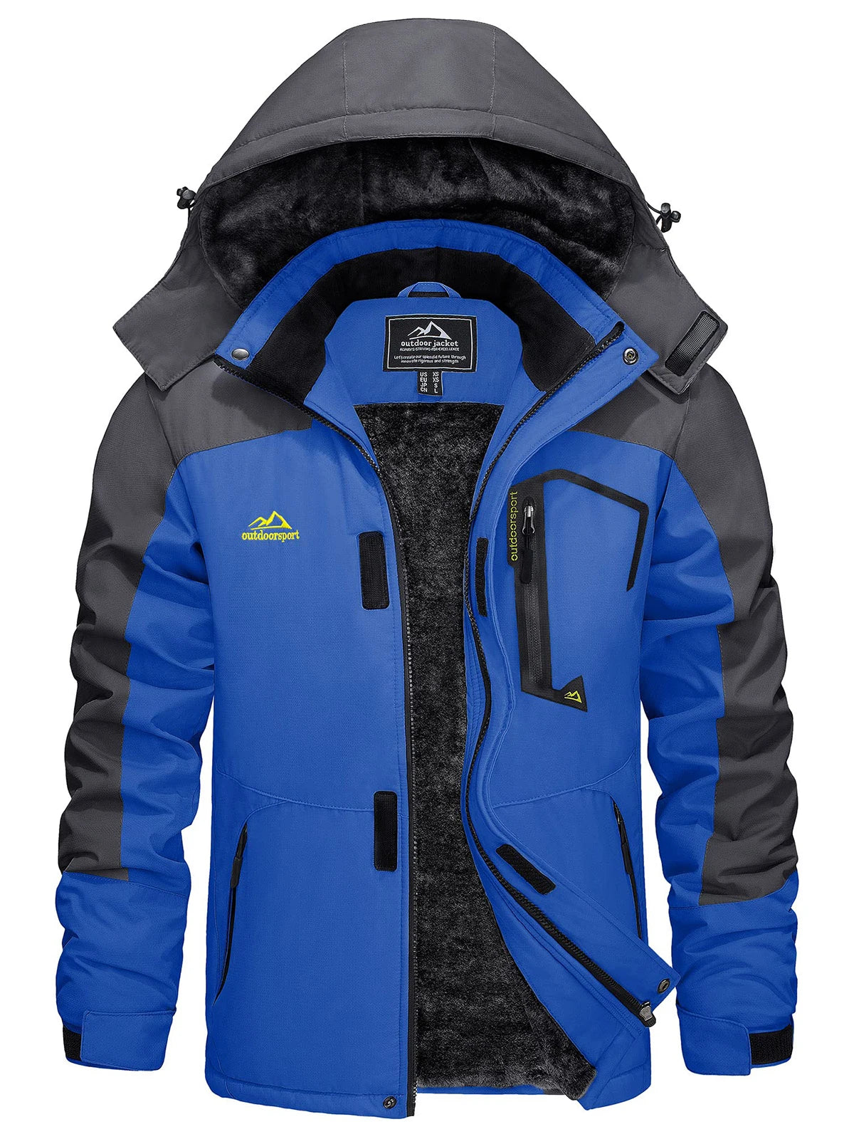 Men's Winter Coats Water Resistant Ski Snow Jacket Warm Fleece Jacket Parka Raincoats With Hood Multi-Pockets Thermal Parka