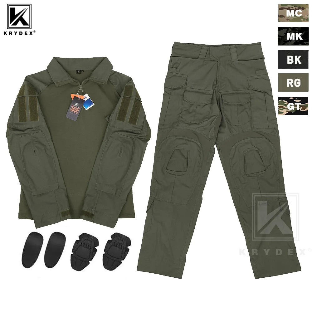KRYDEX Tactical Combat G3 Uniform Set Outdoor Hunting Gen3 Camouflage Shirt & Pants Kit Ranger Green Black Men Clothing