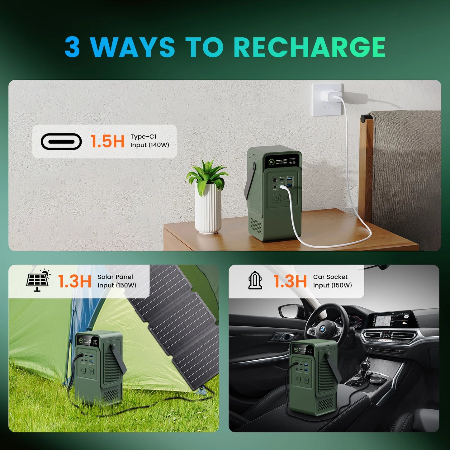 CTOLITY AP200L 200W Portable Solar Generator 192Wh Power Station Lifepo4 Battery Camping Power Bank Emergency Supply 140W PD
