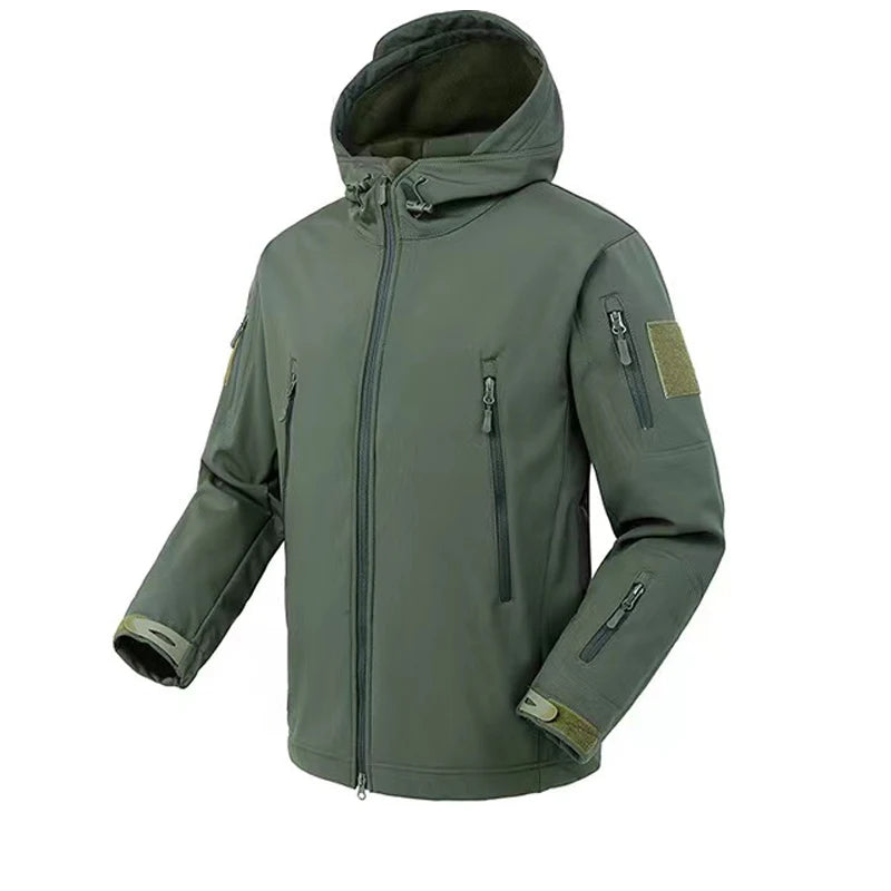 Men's Autumn Winter SoftShell Fleece Waterproof Jackets Male Hood Coats Fishing Hiking Camping Climbing Skiing Pants Trousers