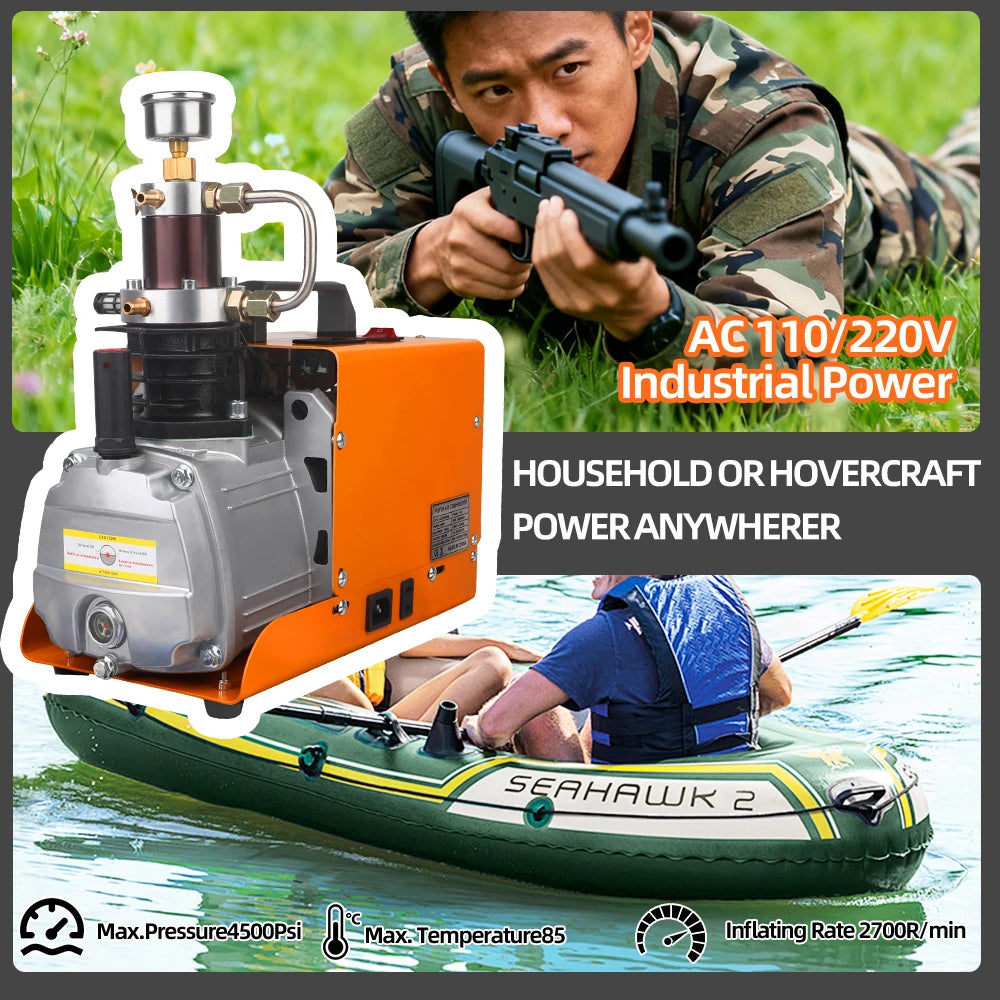 4500Psi  30MPA  220V 110V Pcp Air Compressor Electric 300Bar High Pressure Pump for Pneumatic PCP Rifle Airgun Scuba Inflator
