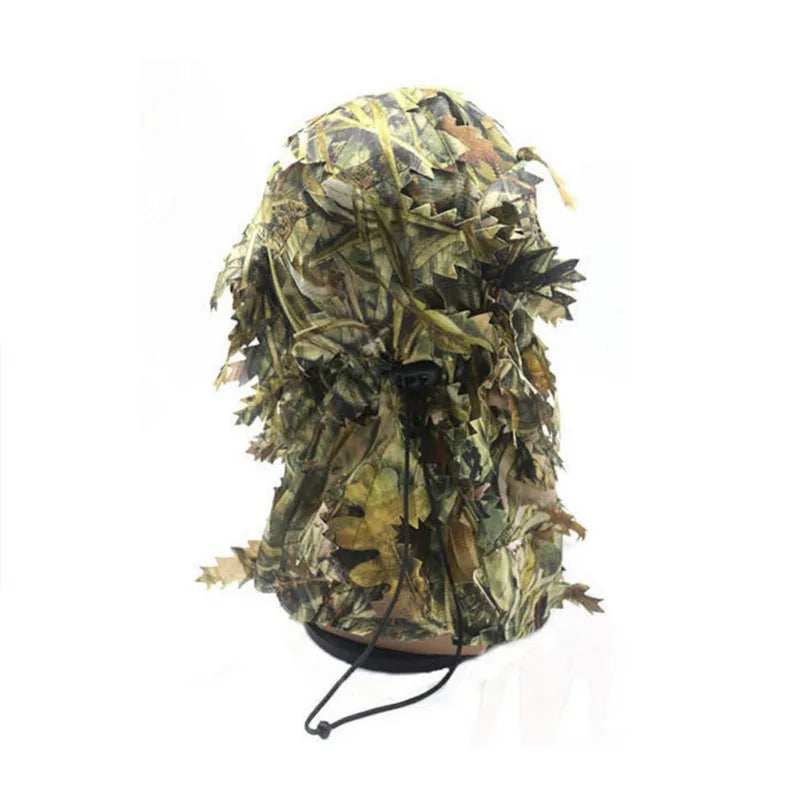 3D Leaf Camouflage Face Mask Hunting Hood Cap Head Bird Watching Photography Hood Cover Headwear Camping Bandana Neck Gaiter Hat