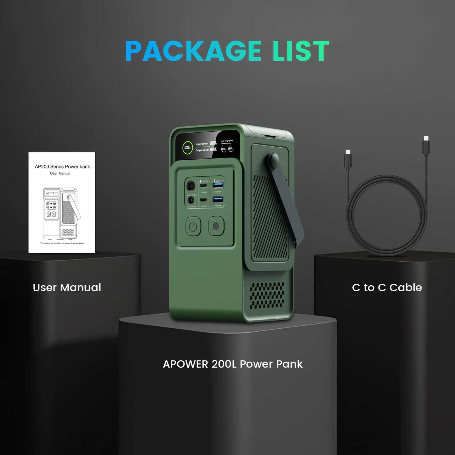CTOLITY AP200L 200W Portable Solar Generator 192Wh Power Station Lifepo4 Battery Camping Power Bank Emergency Supply 140W PD
