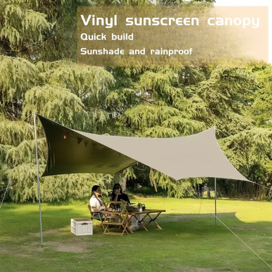 Hammock Rain Fly Camping Tarp with Poles Waterproof and Ultralight Survival Tent Tarp for Outdoors Camping Hiking Picnic Backpa