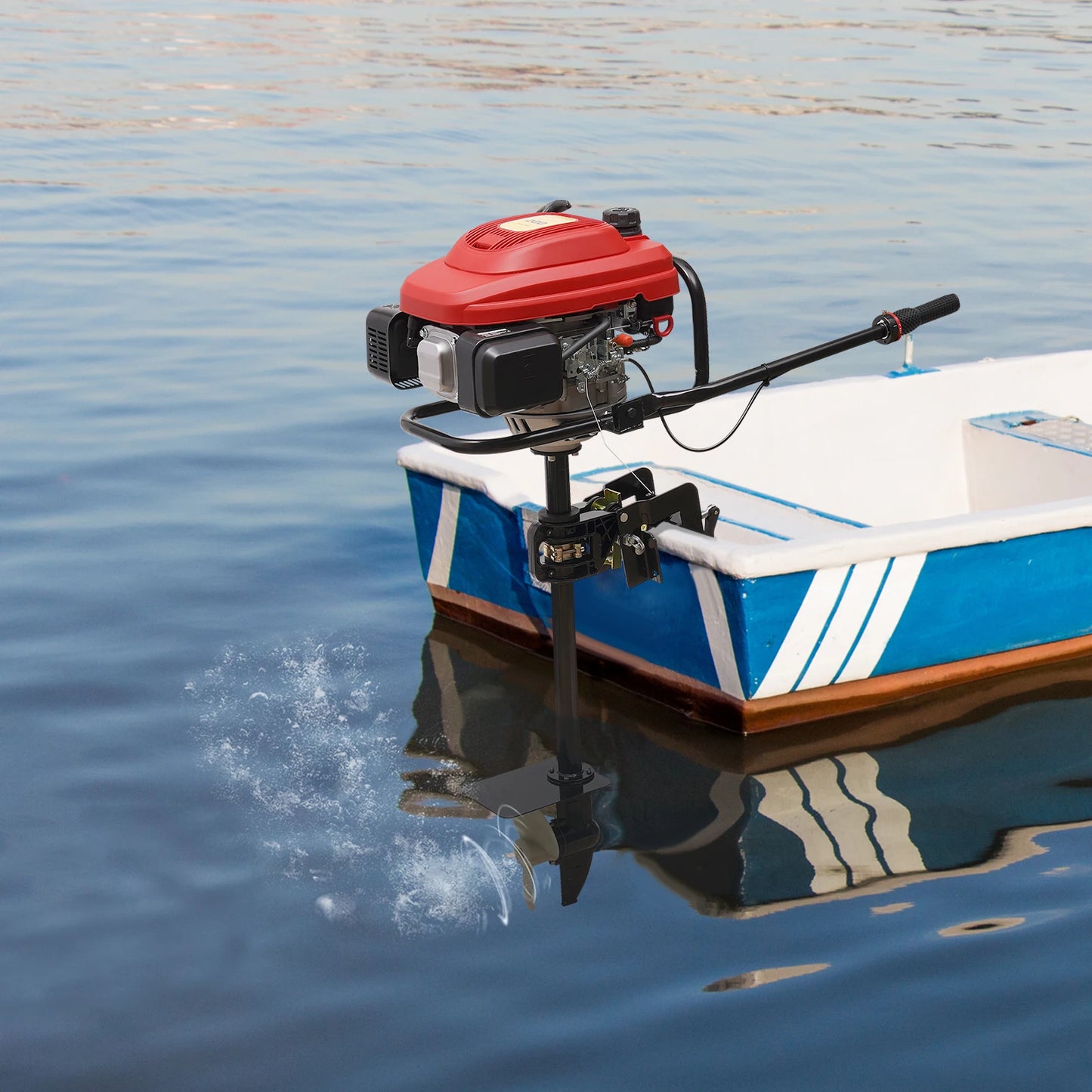 7.5HP 4 Stroke Outboard Motor 200CC 3.5KW Gasoline Engine Heavy Duty Marine Fishing Boat Engine CDI Air Cooling System 3600RPM