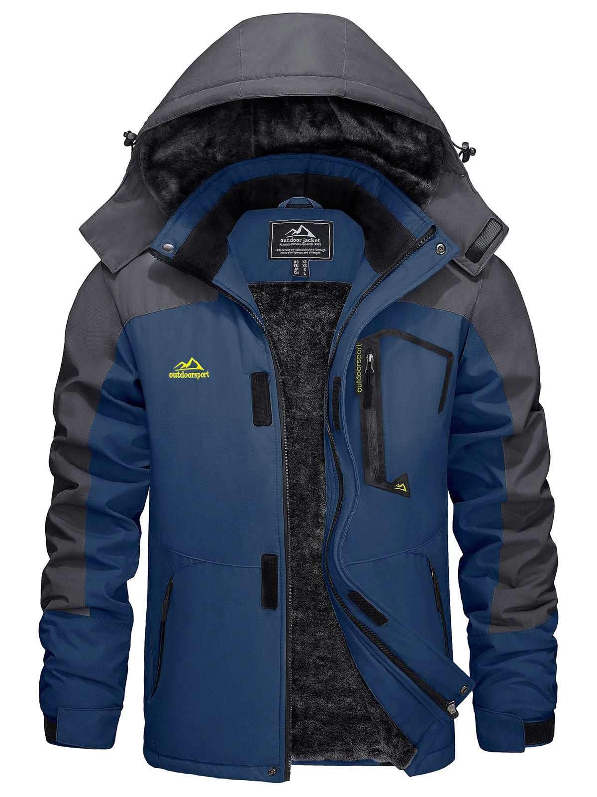 Men's Winter Coats Water Resistant Ski Snow Jacket Warm Fleece Jacket Parka Raincoats With Hood Multi-Pockets Thermal Parka