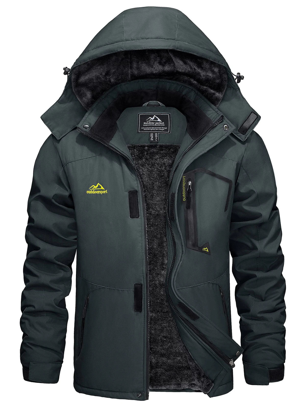 Men's Winter Coats Water Resistant Ski Snow Jacket Warm Fleece Jacket Parka Raincoats With Hood Multi-Pockets Thermal Parka