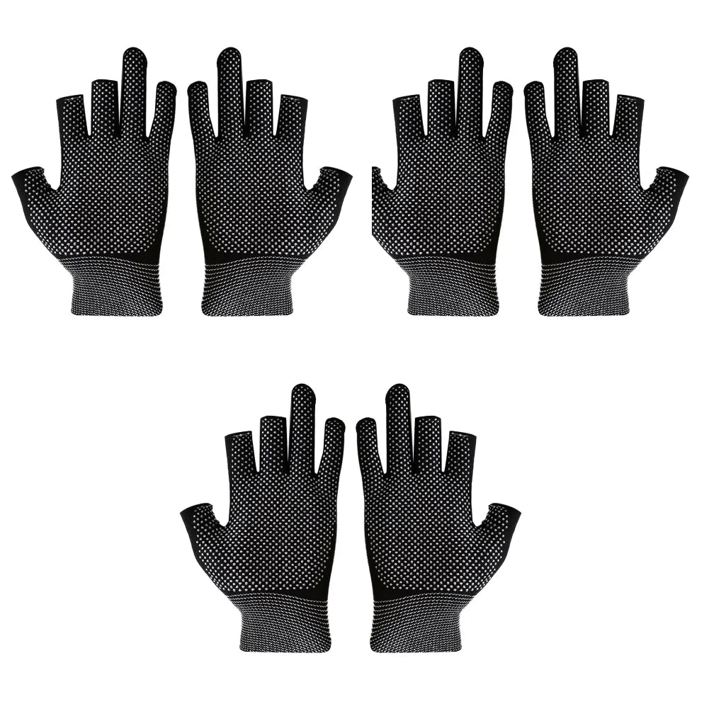 3 Fingers Cut Universal Fishing Gloves Half Finger Summer Outdoor Angling Sunscreen Anti-Slip Gloves Sports Fishing Accessories