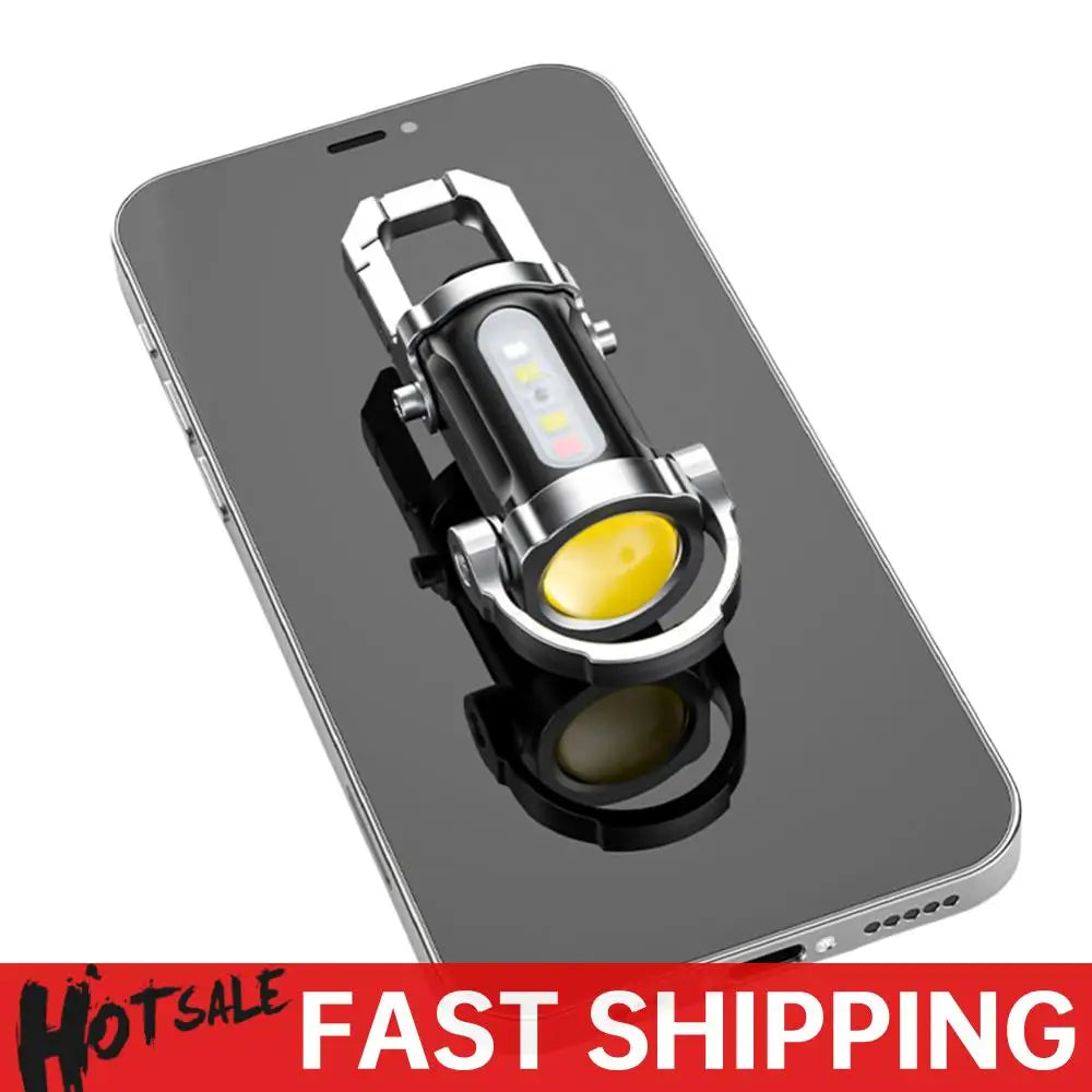 COB LED Keychain Flashlight Multifunctional Pocket Flashlight USB Rechargeable Portable Keychain Torch for Camping Hiking