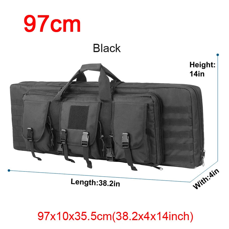 LQARMY 32 38 42 48 inch Tactical Double Rifle Case Molle Rifle Bag Sniper Airsoft Gun Case Backpack Hunting Gun Holster