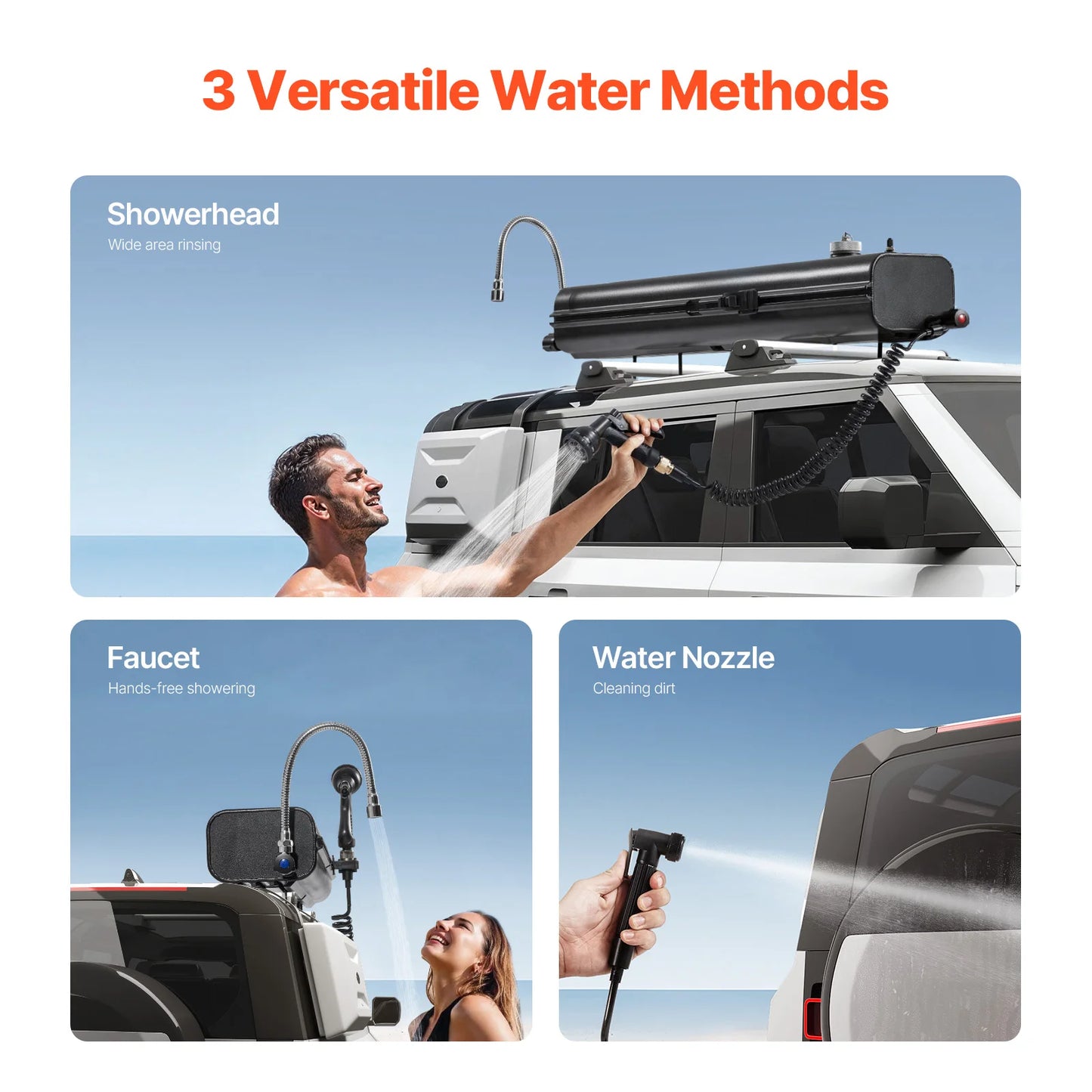 SucceBuy Roof Rack Water Tank Multi-Dispensing Outdoor Tank  High-Capacity Aluminum Tank with Pressurization Port Fit for Trunk
