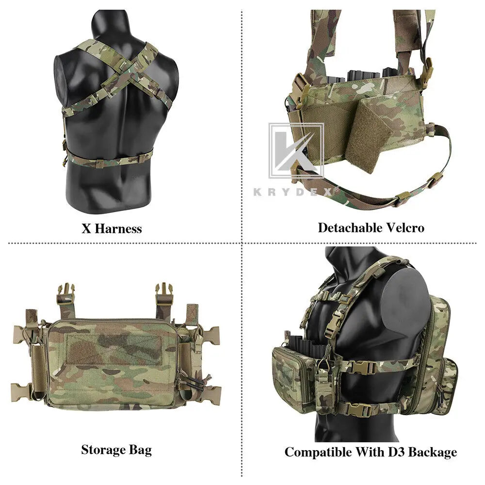 KRYDEX Tactical Flatpack D3 Backpack D3CR Chest Rig Vest Rifle AK M4 Pistol Magazine Pouch Hunting Paintball Hiking Camo Bag