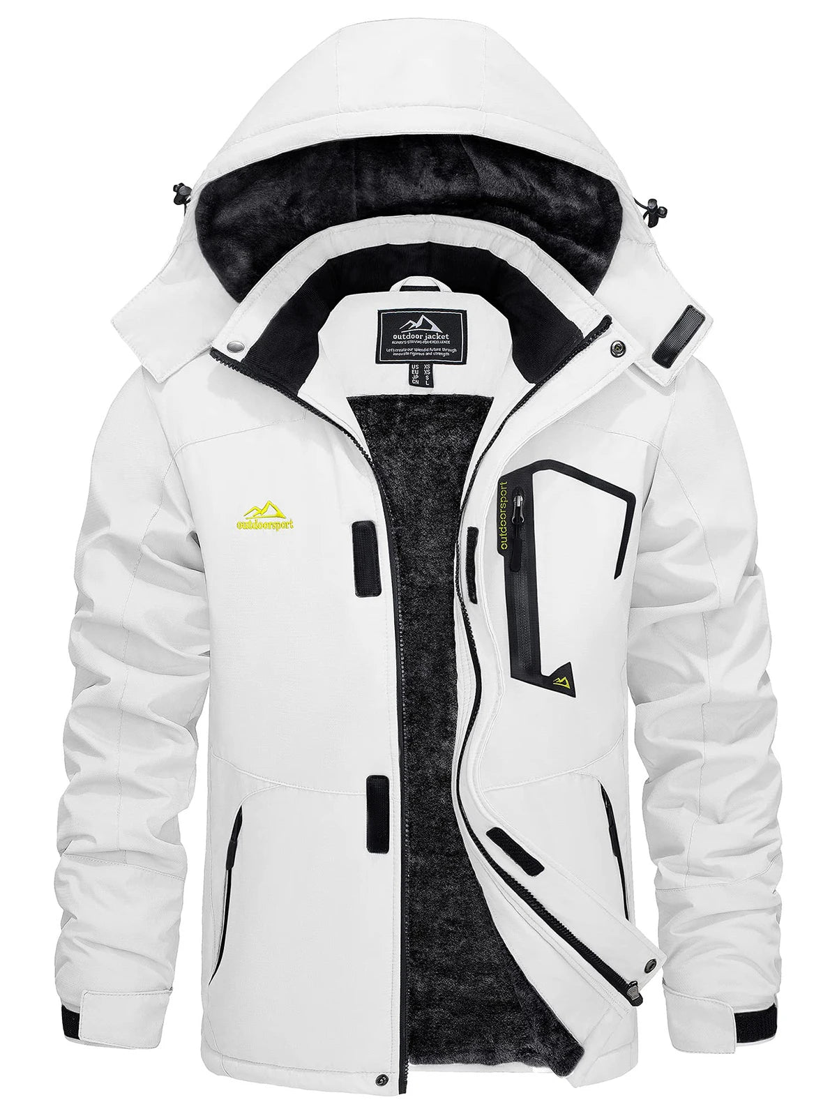 Men's Winter Coats Water Resistant Ski Snow Jacket Warm Fleece Jacket Parka Raincoats With Hood Multi-Pockets Thermal Parka