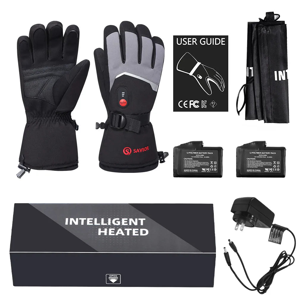 SAVIOR heated Gloves 7.4V Electric Rechargeable  heated Gloves Waterproof Skiing Cycling Hiking Winter Warm Gloves heated