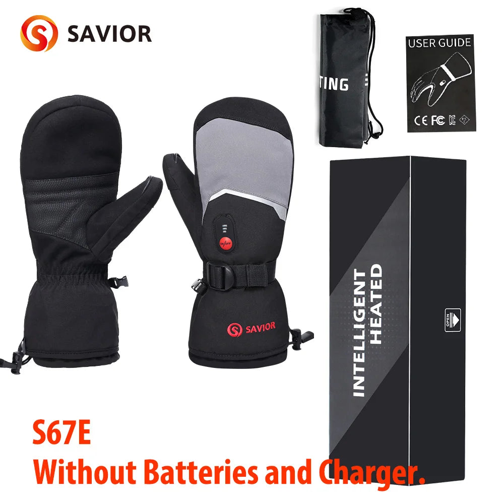 Savior All Finger Mittens Heated Gloves Touch Phone Waterproof Windproof Battery Electric Heated Skiing Gloves Men Women Thermal