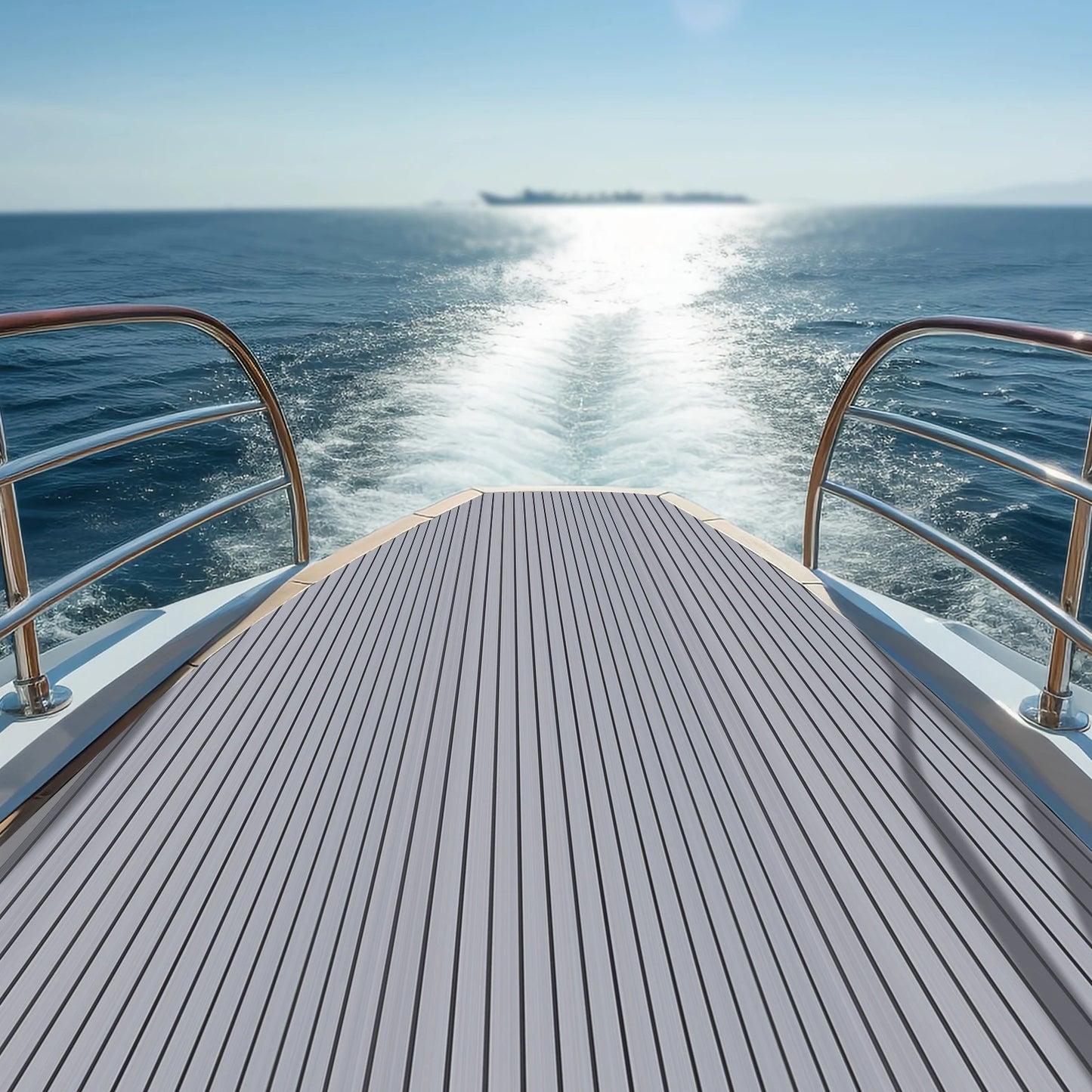 94.5x 35.4inch EVA  Light Gray with Black Stripes RV Anti-Skid Mat Teak Floor Mat for Boat Decks RV Yachts