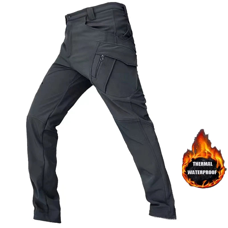 Men's Autumn Winter SoftShell Fleece Waterproof Jackets Male Hood Coats Fishing Hiking Camping Climbing Skiing Pants Trousers
