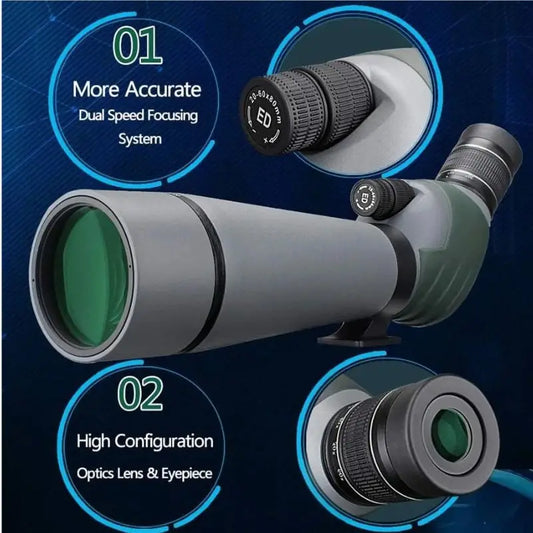 20-60x80 Dual Focusing ED Spotting Scope - Ultra High Definition Optics Scope with Carrying Case and Smartphone Adapter