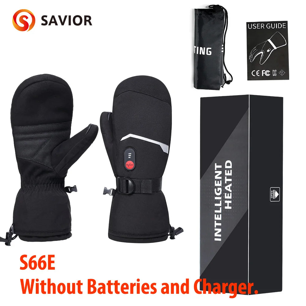 Savior All Finger Mittens Heated Gloves Touch Phone Waterproof Windproof Battery Electric Heated Skiing Gloves Men Women Thermal