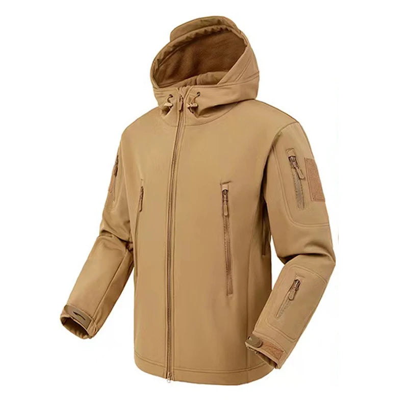 Men's Autumn Winter SoftShell Fleece Waterproof Jackets Male Hood Coats Fishing Hiking Camping Climbing Skiing Pants Trousers