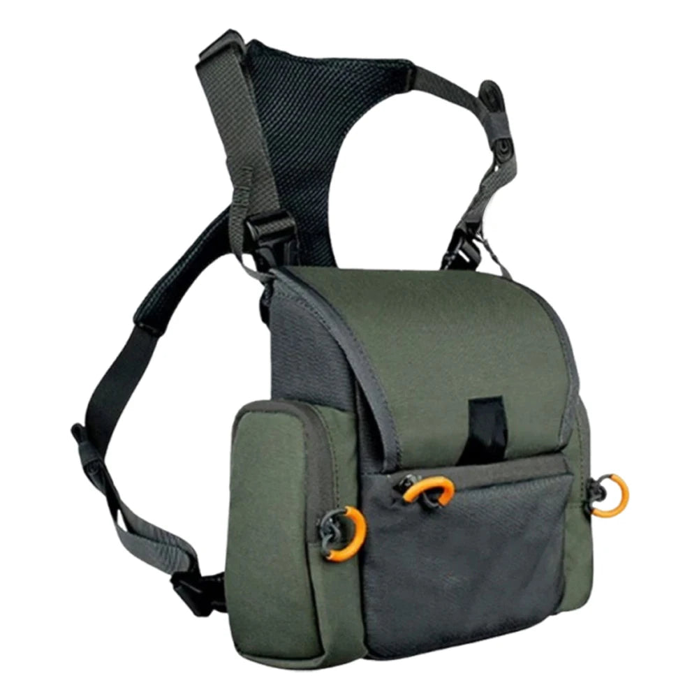 Binocular Harness Chest Pack with Rangefinder Pouch & Rain Cover Adjustable Large Capacity Bino Case for Hunting