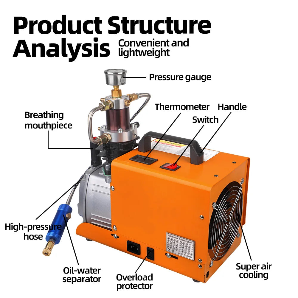 4500Psi  30MPA  220V 110V Pcp Air Compressor Electric 300Bar High Pressure Pump for Pneumatic PCP Rifle Airgun Scuba Inflator
