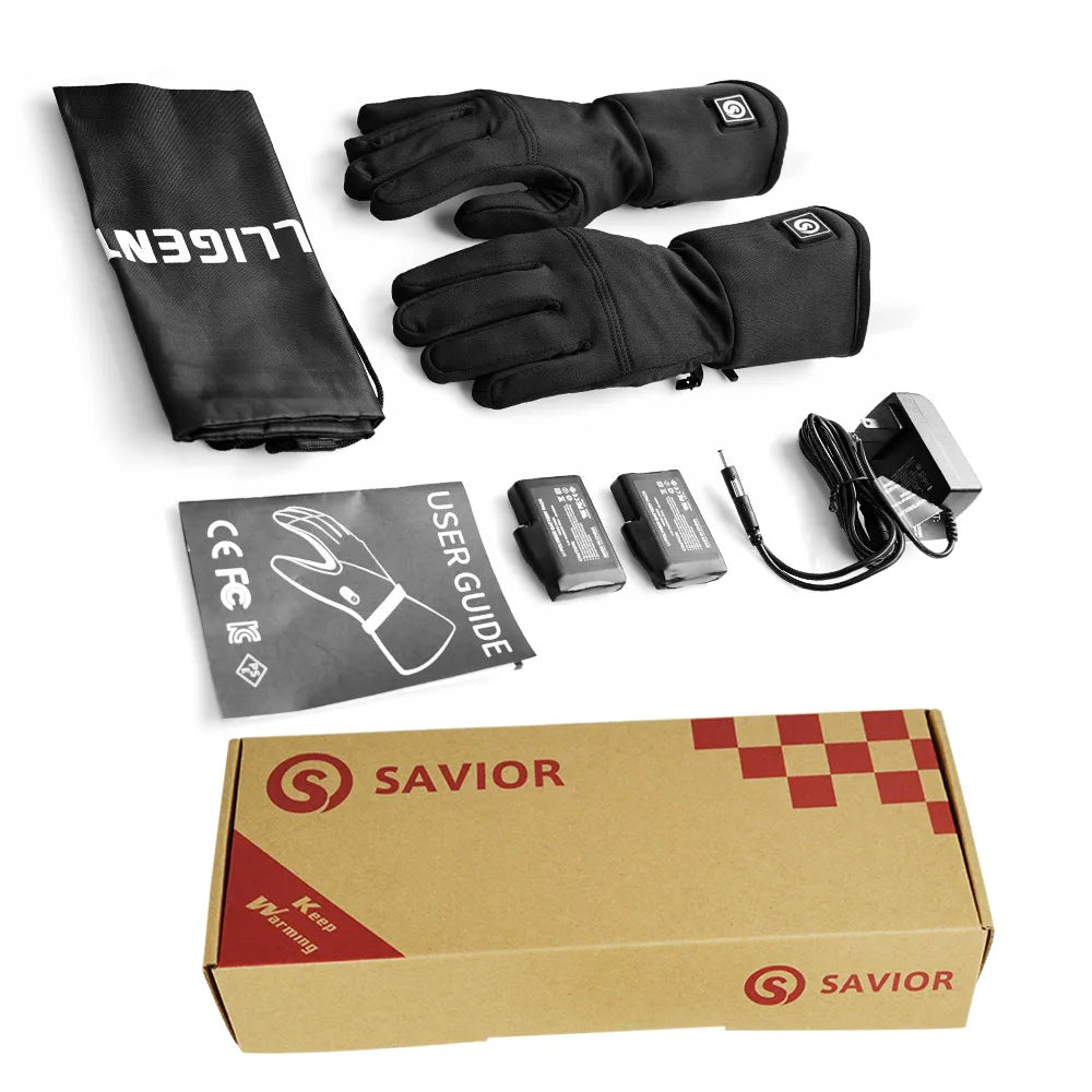 Savior S13 Heated Waterproof Motorcycle Gloves Guantes Motorbike Riding Heating Gloves Touch Gloves Warmer Covers Warmer Leather