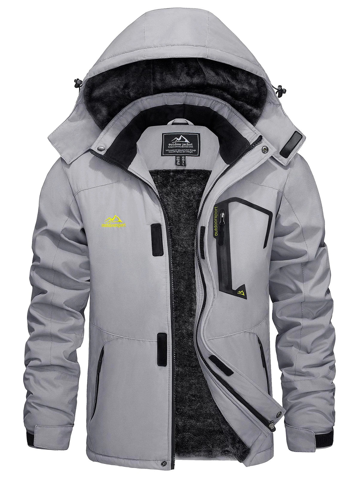 Men's Winter Coats Water Resistant Ski Snow Jacket Warm Fleece Jacket Parka Raincoats With Hood Multi-Pockets Thermal Parka