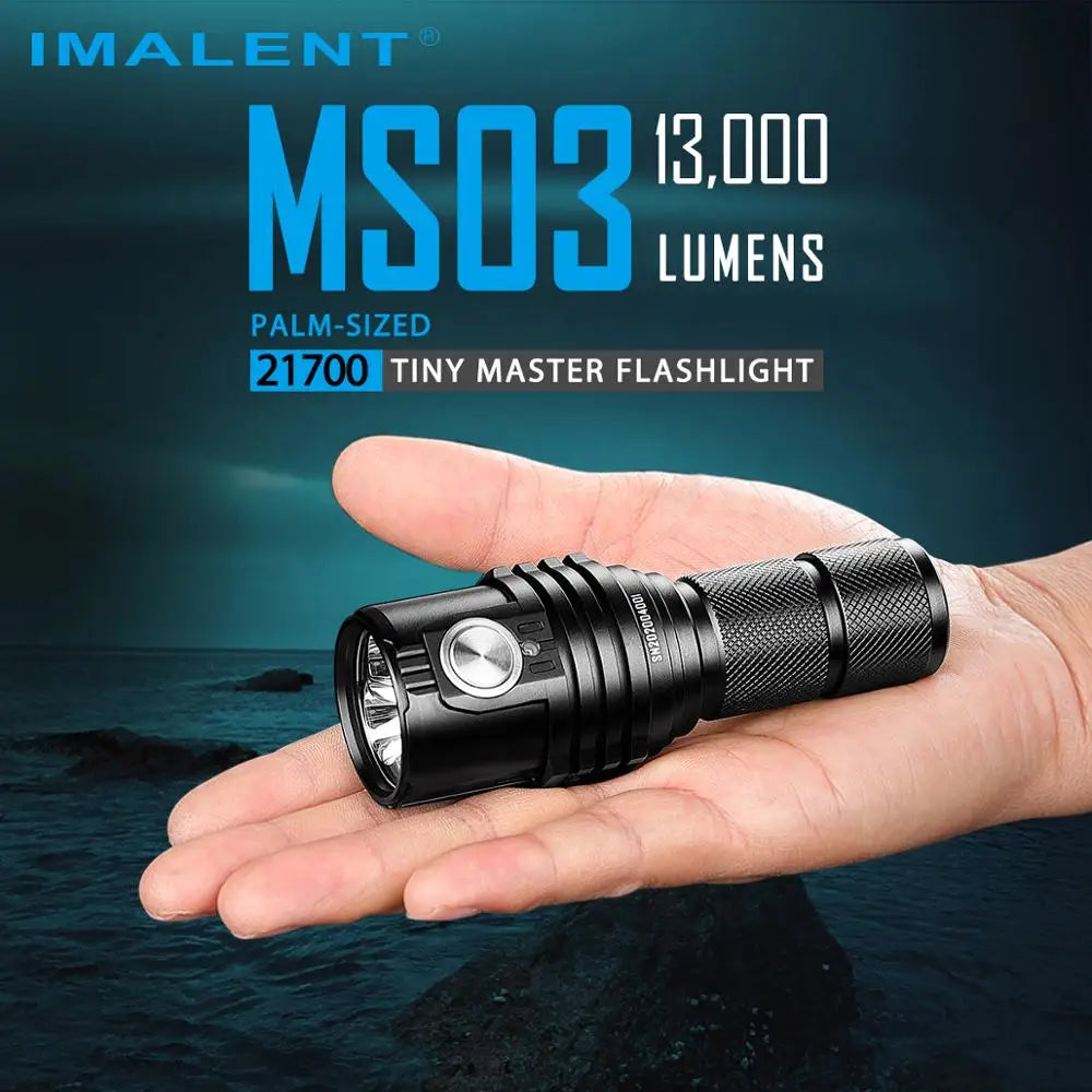IMALENT MS03 EDC Powerful Flashlight 13000 Lumen Cree XHP70.2 LED Handlight Rechargeable Waterproof Torch for Camping Searching