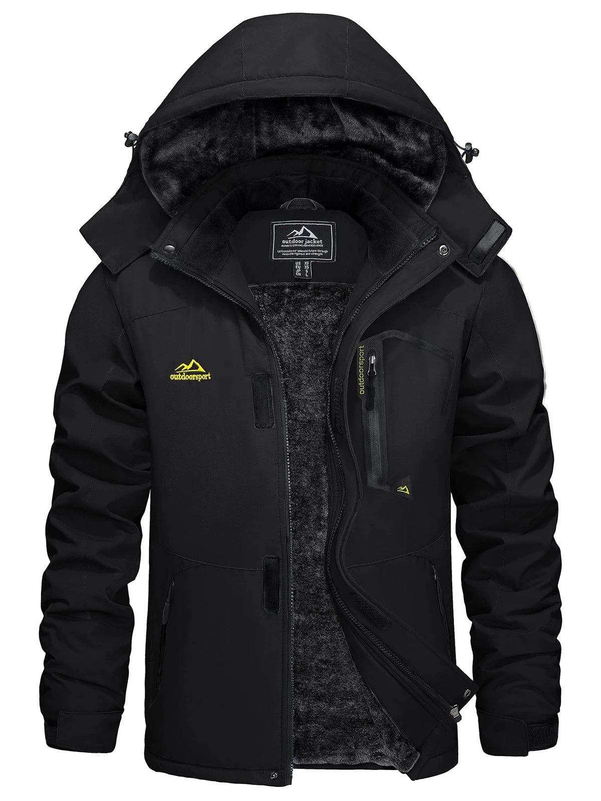Men's Winter Coats Water Resistant Ski Snow Jacket Warm Fleece Jacket Parka Raincoats With Hood Multi-Pockets Thermal Parka