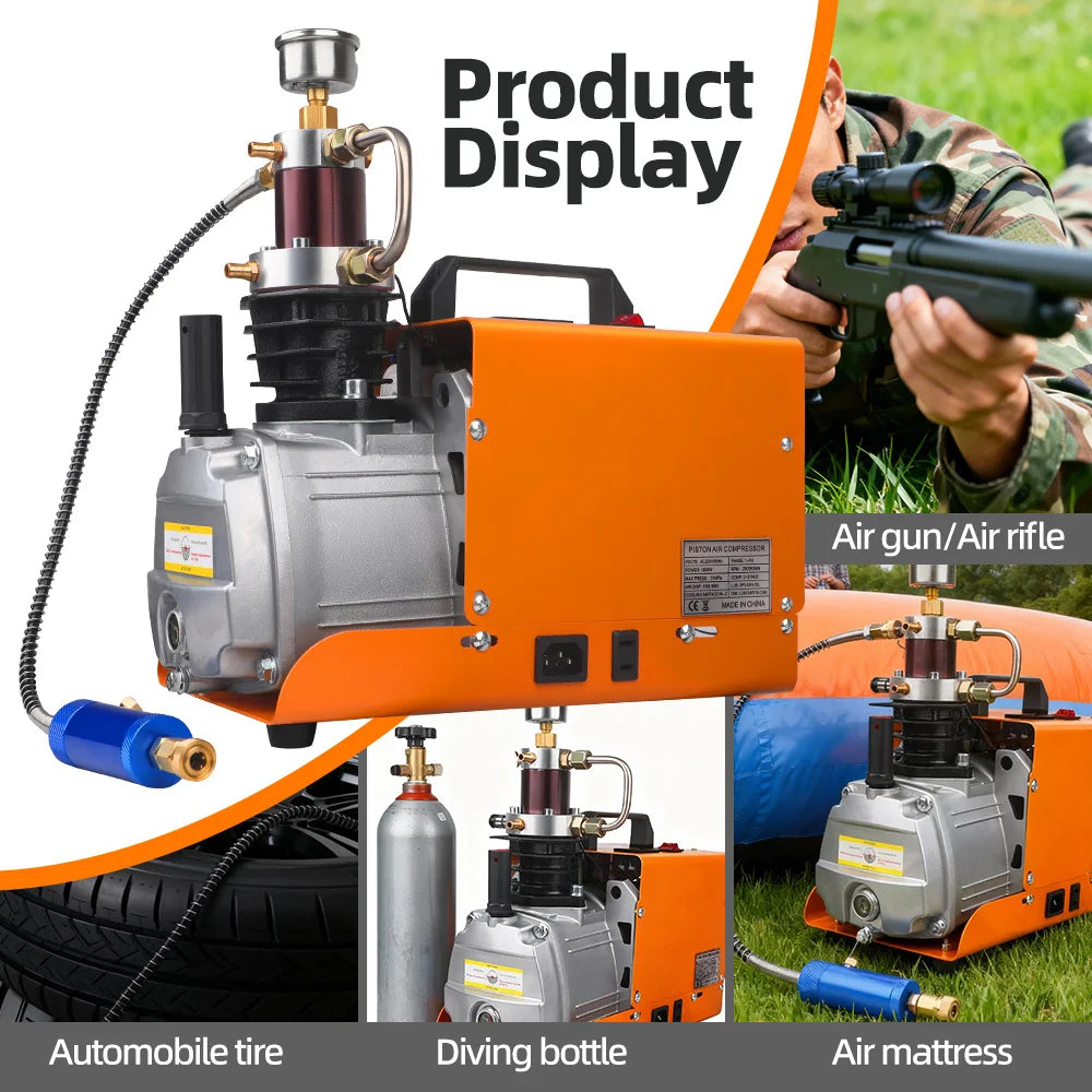 4500Psi  30MPA  220V 110V Pcp Air Compressor Electric 300Bar High Pressure Pump for Pneumatic PCP Rifle Airgun Scuba Inflator