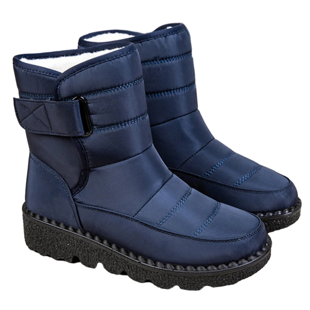Women Warm Ankle Booties Windproof Ladies Ankle Platform Boots with Hook&Loop Plush Lined Gifts for Mother Friends