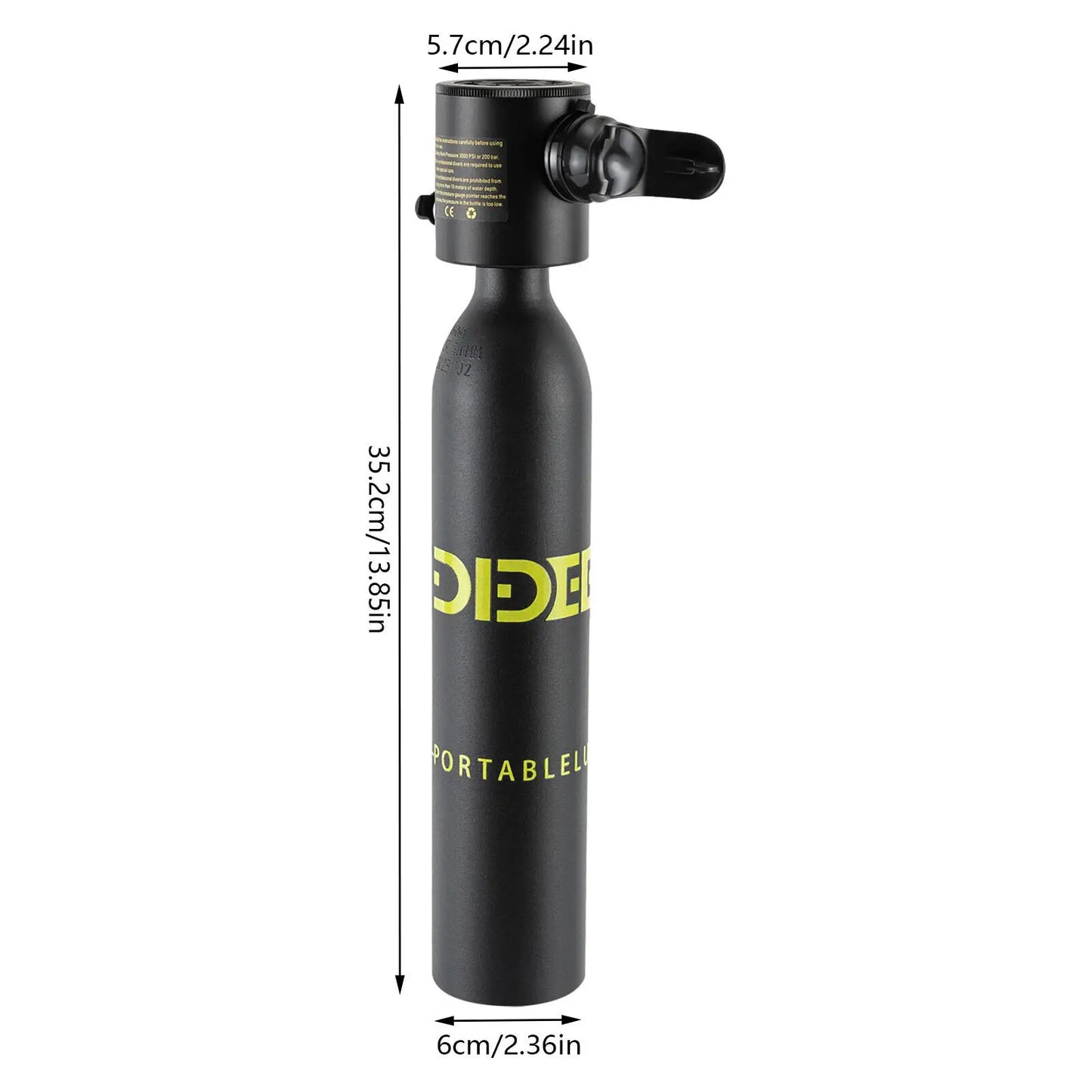 0.5L Mini Scuba Tank Portable Underwater Diving Oxygen Breath Lungs Tank