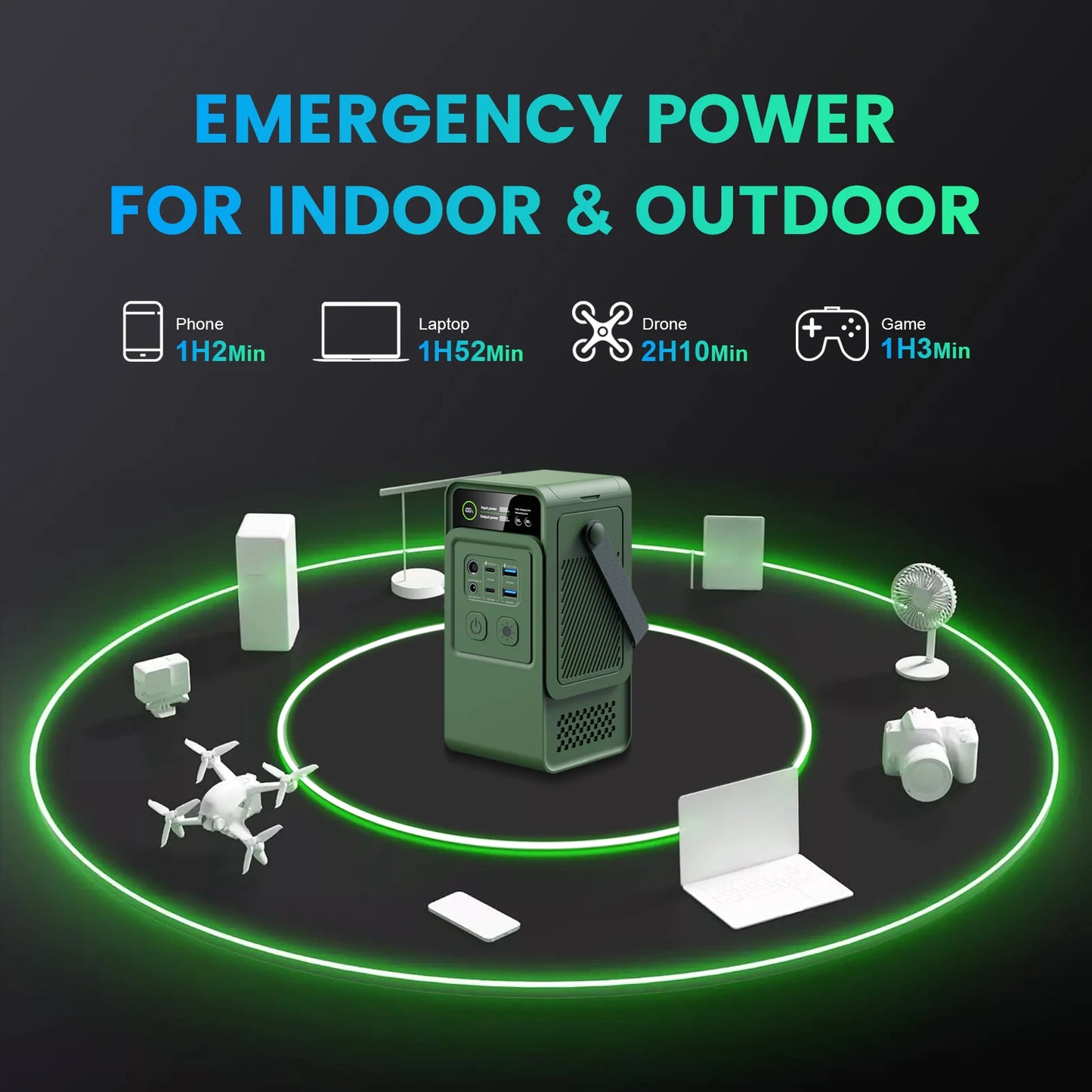 CTOLITY AP200L 200W Portable Solar Generator 192Wh Power Station Lifepo4 Battery Camping Power Bank Emergency Supply 140W PD