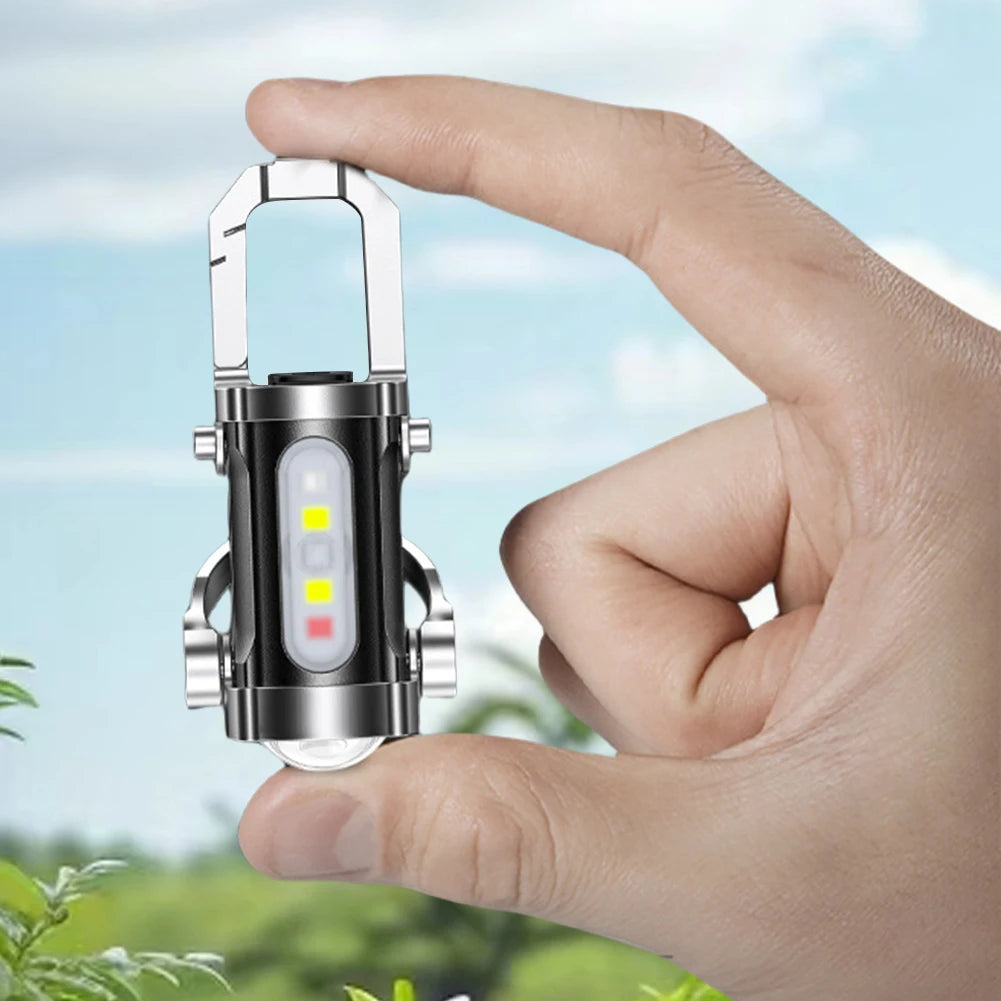 COB LED Keychain Flashlight Multifunctional Pocket Flashlight USB Rechargeable Portable Keychain Torch for Camping Hiking