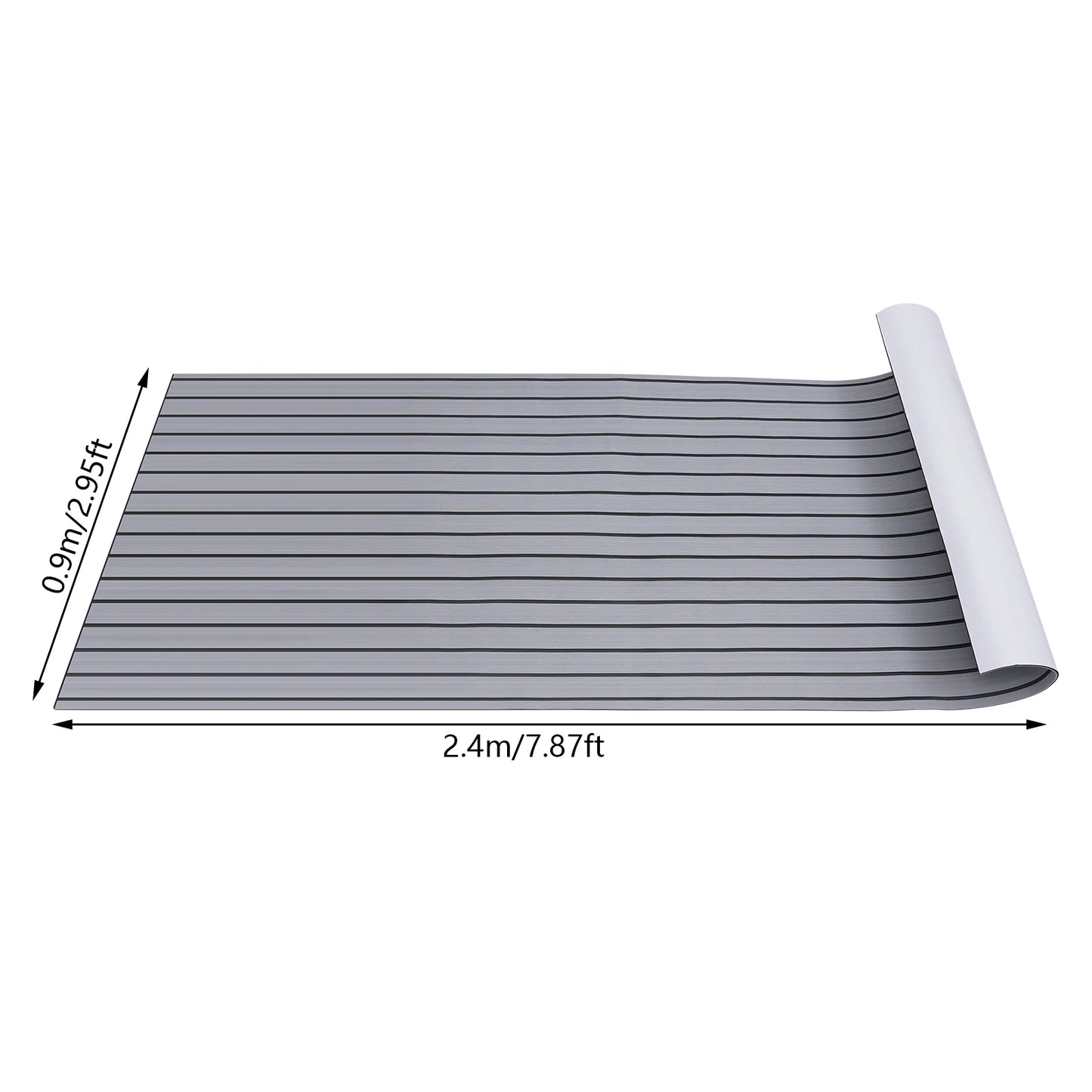 94.5x 35.4inch EVA  Light Gray with Black Stripes RV Anti-Skid Mat Teak Floor Mat for Boat Decks RV Yachts