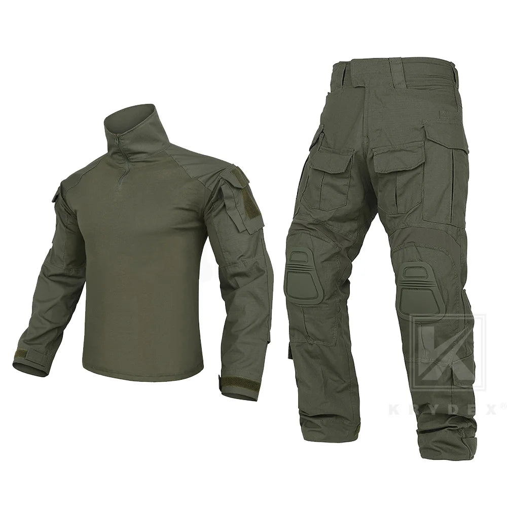 KRYDEX Tactical Combat G3 Uniform Set Outdoor Hunting Gen3 Camouflage Shirt & Pants Kit Ranger Green Black Men Clothing
