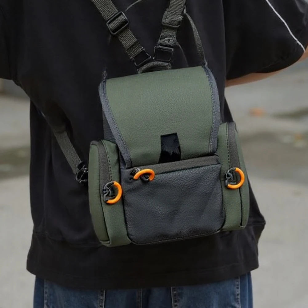 Binocular Harness Chest Pack with Rangefinder Pouch & Rain Cover Adjustable Large Capacity Bino Case for Hunting