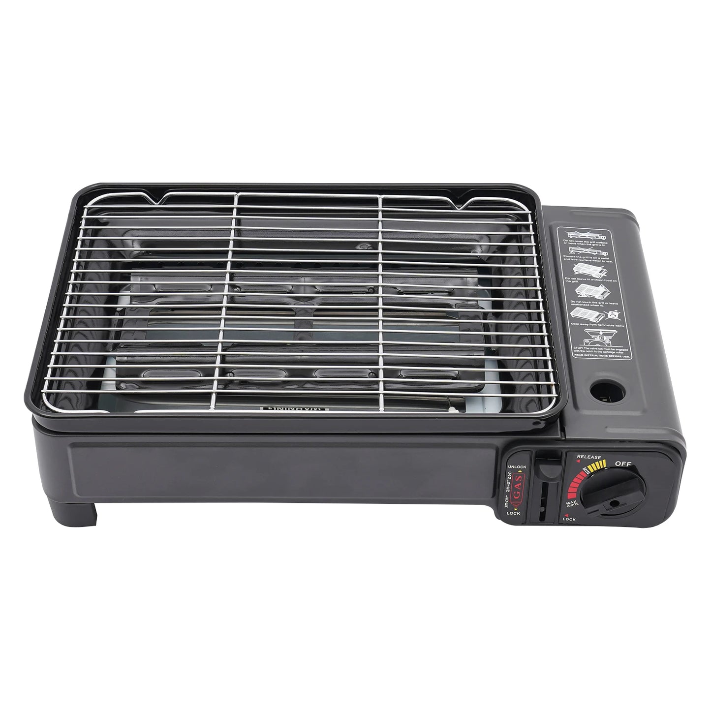 Portable Butane Grill Stove Camping Grill Gas Stove Free Standing BBQ Grill w/Grilling Net Carry Case for Camping Cooking