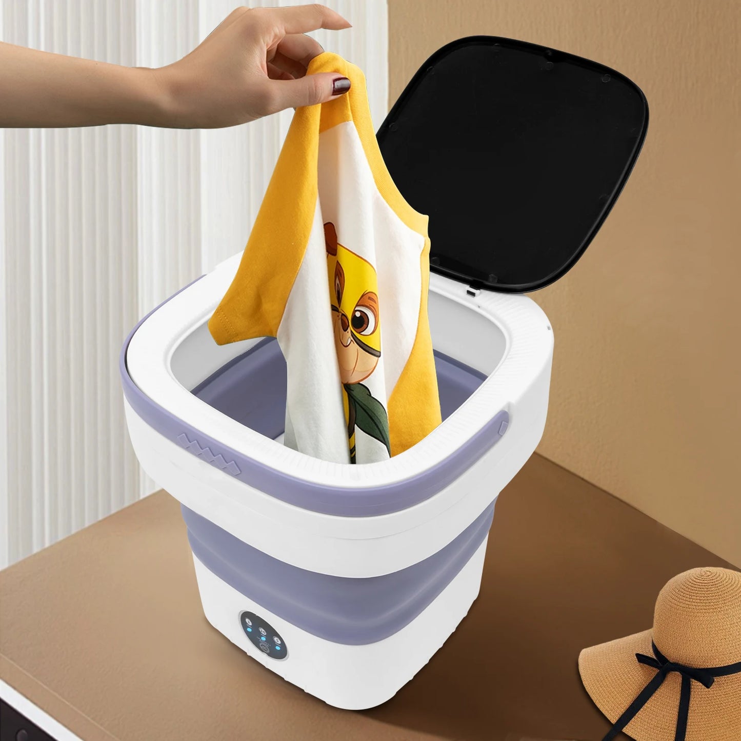 Mini Foldable Washing Machine 12L Capacity Pure Copper Motor 3 Washing Modes Easy To Move for Baby Clothes Underwear