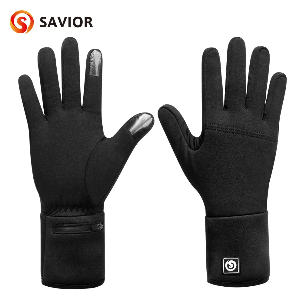 Savior S13 Heated Waterproof Motorcycle Gloves Guantes Motorbike Riding Heating Gloves Touch Gloves Warmer Covers Warmer Leather